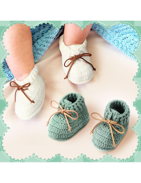 2 Pares de Botines de Bebé Jeere Algodón 0-6 Meses Blanco Verde