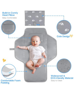 Almohadilla de Cambio Portátil PEVA Gris - Estación de Cambio Plegable 2