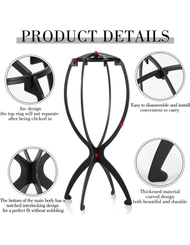 Soporte para Pelucas Obeoby Negro Plegable 35 cm