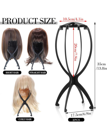 Soporte para Pelucas Obeoby Negro Plegable 35 cm