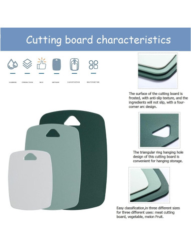 Juego de 3 Tablas de Cortar XINHUISHQZ Verde Apta Lavavajillas