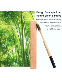 Cepillos de Dientes de Bambú ECOETBOO 10 Piezas Cerdas Duras 2