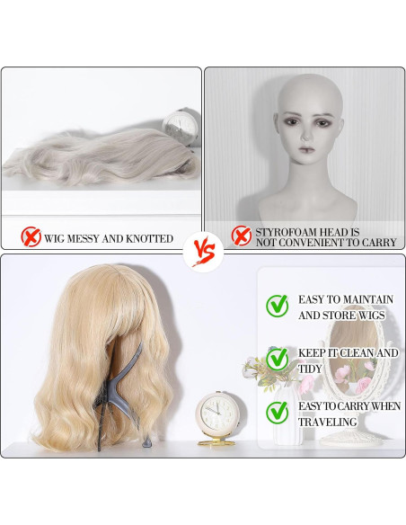 Soporte para Pelucas Obeoby Negro Plegable 35 cm