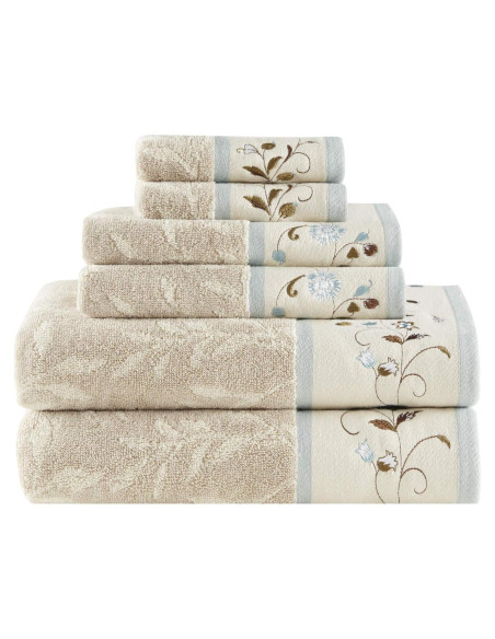 Conjunto de Toallas de Algodón Madison Park Serene 6 Piezas + Alfombra 50.8x76.2 cm
