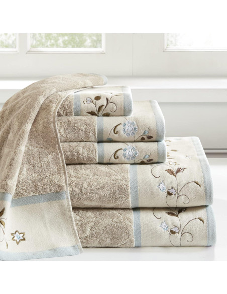 Conjunto de Toallas de Algodón Madison Park Serene 6 Piezas + Alfombra 50.8x76.2 cm