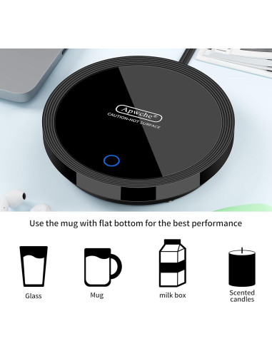 Calentador de Tazas Eléctrico Apwche Negro con Sensor Automático