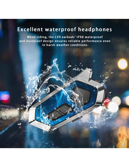 Auricular Intercomunicador Bluetooth LV9 para Casco - Impermeable IPX6