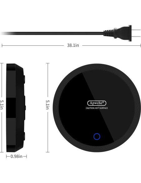 Calentador de Tazas Eléctrico Apwche Negro con Sensor Automático