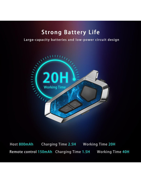 Auricular Intercomunicador Bluetooth LV9 para Casco - Impermeable IPX6