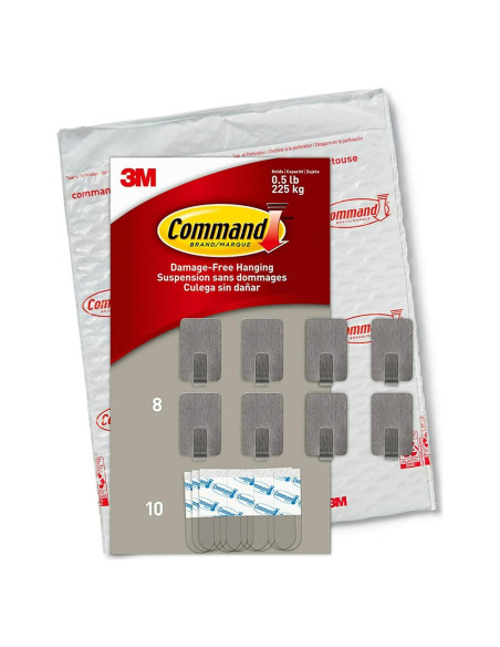 Ganchos de Metal Inoxidable Command 8 Piezas 0.23 kg