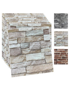 Paneles de Pared 3D Autoadhesivos YU LI 10PCS Espuma PE Roca