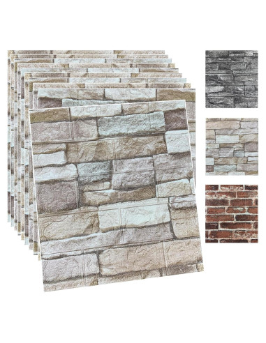 Paneles de Pared 3D Autoadhesivos YU LI 10PCS Espuma PE Roca