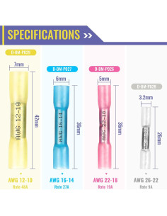 800 Conectores Termocontraíbles Plustool AWG16-14 Azules 2