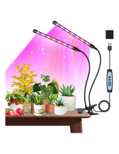 Luz de Crecimiento LED Garpsen 2 Cabezas con Temporizador 40 LEDs