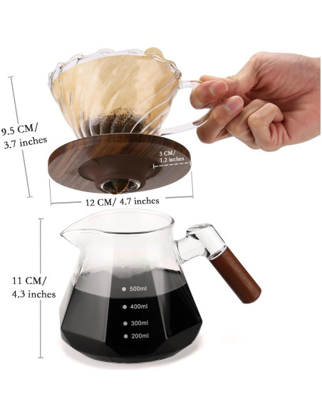 Cafetera de Goteo Lalord 600 ml Vidrio Borosilicato con Filtros