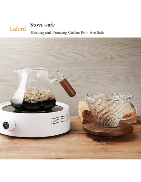Cafetera de Goteo Lalord 600 ml Vidrio Borosilicato con Filtros