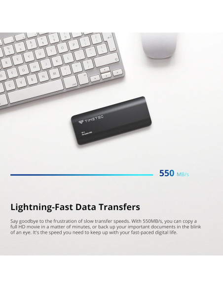 SSD Externo Portátil Timetec 256GB USB 3.2 Gen2 550MB/s