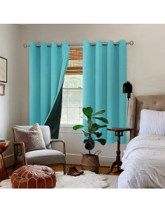 Cortinas Térmicas Aisladas BGment 132x160 cm Aqua 2 Paneles 2