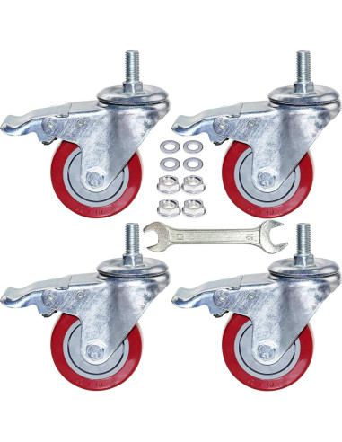 Ruedas de Caster DICASAL 75mm con Freno Doble Bloqueo - 4 Piezas