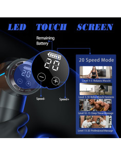 Pistola de Masaje ZEOEZHBI Eléctrica 20 Velocidades LED Gris 2