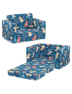 Sofá cama convertible para niños Ulax, diseño dinosaurio