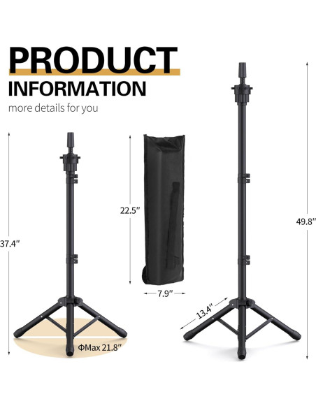 Soporte para Cabeza de Peluca Relx Ajustable - Trípode Reforzado