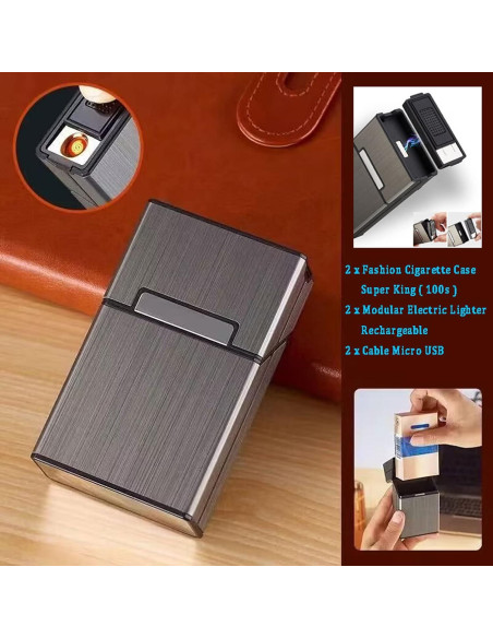 Estuche para Cigarrillos con Encendedor Eléctrico Nescape 20pcs