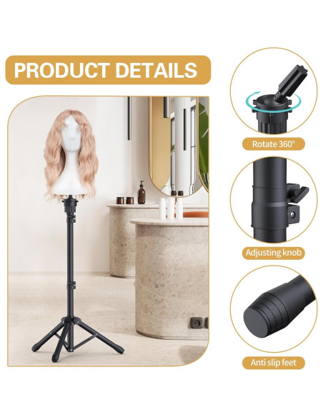 Soporte para Cabeza de Peluca Relx Ajustable - Trípode Reforzado