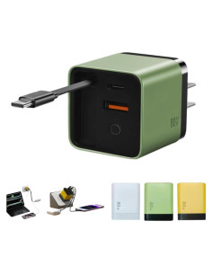 Cargador 3 en 1 DZCKTFYGRT 80W Rápido Retráctil Verde