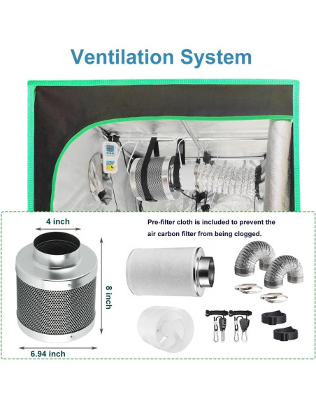 Kit Completo Carpa de Cultivo iMeshbean 61x61x140cm LED 38W