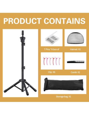 Soporte para Cabeza de Peluca Relx Ajustable - Trípode Reforzado