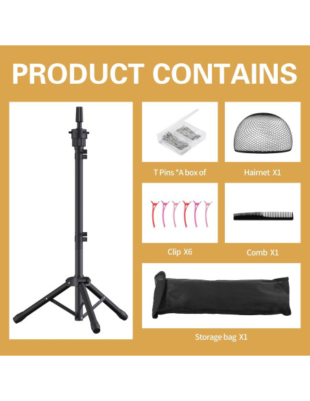 Soporte para Cabeza de Peluca Relx Ajustable - Trípode Reforzado