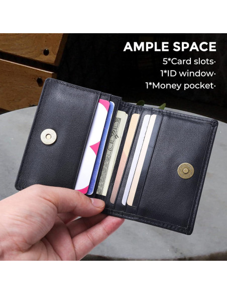 Billetera Bifold Slim Texbo de Cuero con Bloqueo RFID 7.5x10.5cm