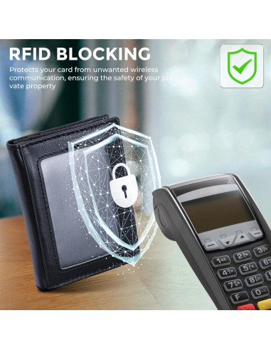 Billetera Bifold Slim Texbo de Cuero con Bloqueo RFID 7.5x10.5cm