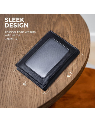 Billetera Bifold Slim Texbo de Cuero con Bloqueo RFID 7.5x10.5cm