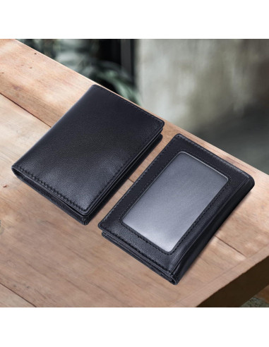 Billetera Bifold Slim Texbo de Cuero con Bloqueo RFID 7.5x10.5cm