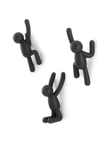 Ganchos de Pared Umbra Buddy Set de 3 Negro Decorativos