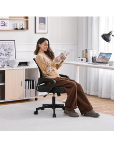 Silla de Oficina Ergonómica Yaheetech Ajustable Malla Negra 2
