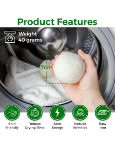 Bolas de Secadora de Lana HanaMoon XL - Ecológicas y Reutilizables 2