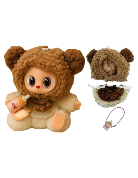 Conjunto de Capucha de Oso Marrón y Botella de Leche - GUYUE