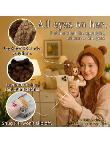 Conjunto de Capucha de Oso Marrón y Botella de Leche - GUYUE