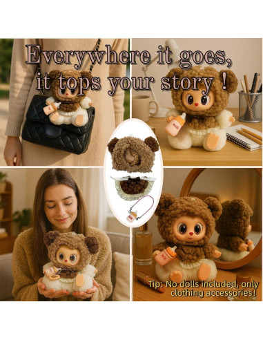 Conjunto de Capucha de Oso Marrón y Botella de Leche - GUYUE