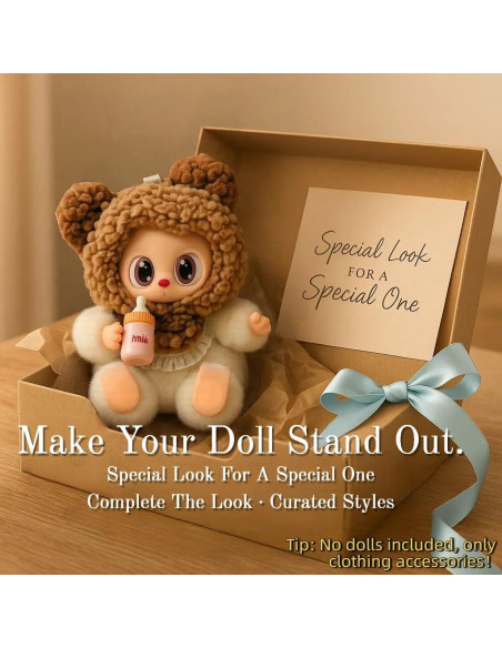 Conjunto de Capucha de Oso Marrón y Botella de Leche - GUYUE