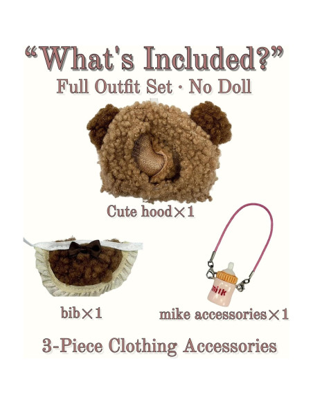 Conjunto de Capucha de Oso Marrón y Botella de Leche - GUYUE