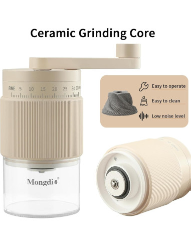 Molinillo de Café Manual Mongdio Blanco 35 Configuraciones