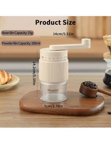 Molinillo de Café Manual Mongdio Blanco 35 Configuraciones