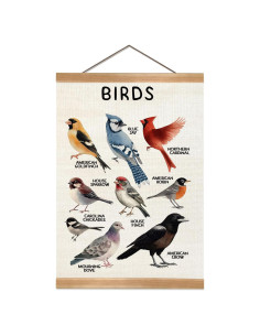 Póster Colgante de Aves ZTGDA en Lino con Marco de Madera 30x40cm