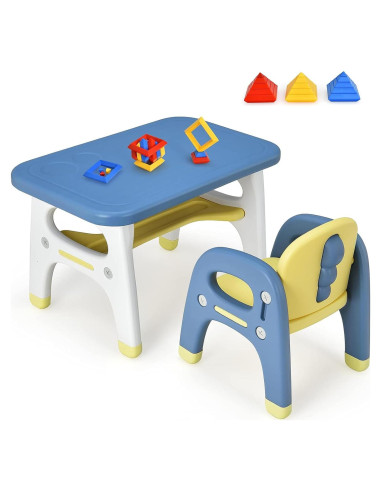 Conjunto de Mesa y Sillas para Niños Costzon Dinosaurio Azul