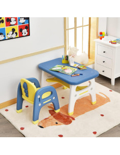 Conjunto de Mesa y Sillas para Niños Costzon Dinosaurio Azul 2