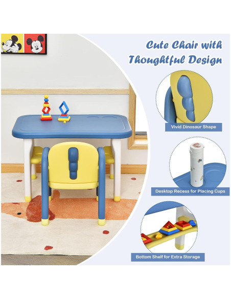 Conjunto de Mesa y Sillas para Niños Costzon Dinosaurio Azul